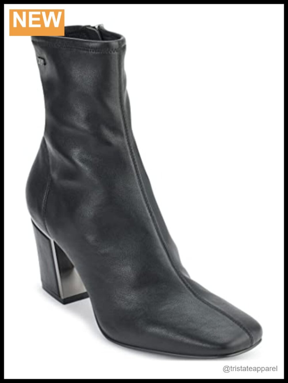 Women's Fashion Ankle Bootie with Block Heel - Leather, Zip Closure